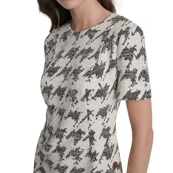 DKNY Elegant Black and White Houndstooth Dress - Picture 5 of 7